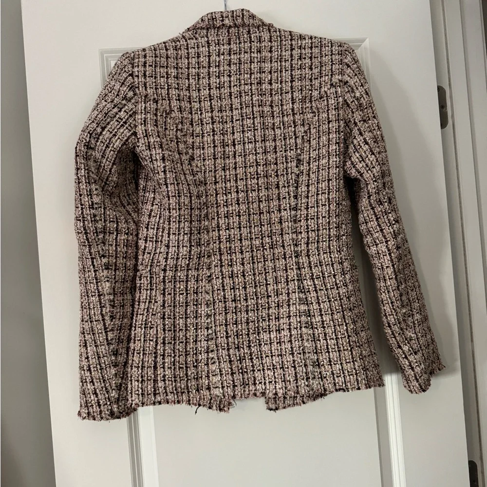 Elie Tahari Jezebel Tweed Frayed Trim Plaid Jacket Size 2 - Picture 8 of 10